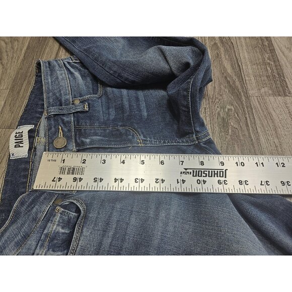 Paige Verdugo Crop Jeans Womens 26 Blue Distressed Raw Hem Skinny Denim Stretch - Picture 12 of 13